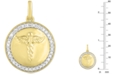 Macy's Men's Diamond Caduceus Disc Pendant (1/8 ct. t.w.) in 10k Gold